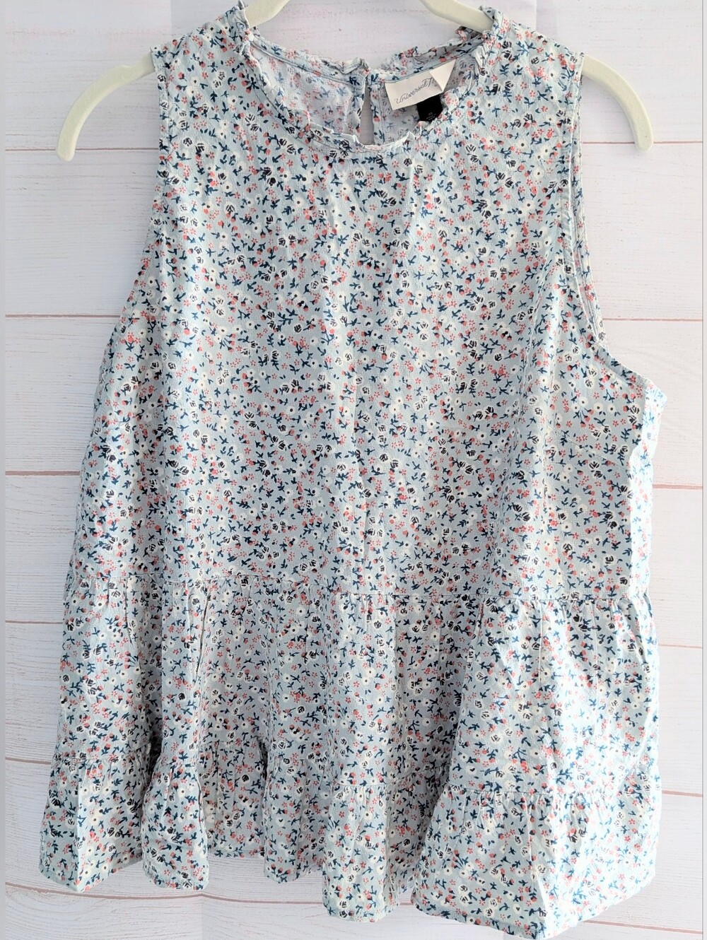 Nwot Universal Thread Light Blue 🩵 Boho Floral Peplum Tank Size XL
